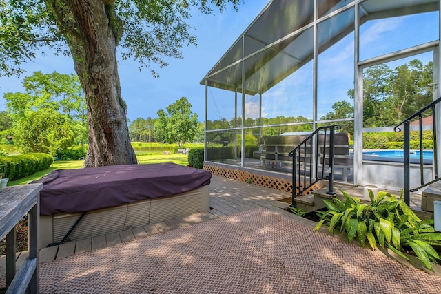 6509 Alan A Dale Trl, Tallahassee, FL 32309 - view of patio featuring a covered hot tub, an outdoor pool, and a deck