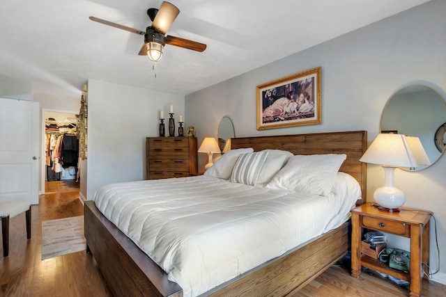 6509 Alan A Dale Trl, Tallahassee, FL 32309 - bedroom featuring wood finished floors, a spacious closet, a closet, and a ceiling fan