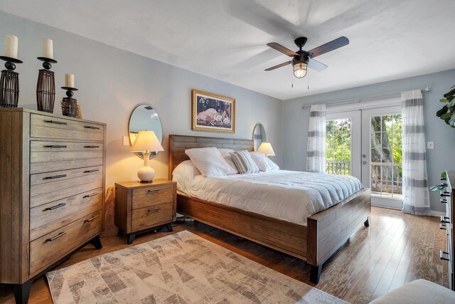 6509 Alan A Dale Trl, Tallahassee, FL 32309 - bedroom featuring access to exterior, french doors, wood finished floors, and a ceiling fan