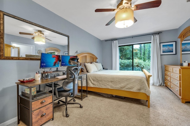 3412 Edgemont Trl, Tallahassee, FL 32312 - bedroom with light colored carpet, an office area, and a ceiling fan
