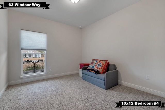 living area with carpet flooring and lofted ceiling