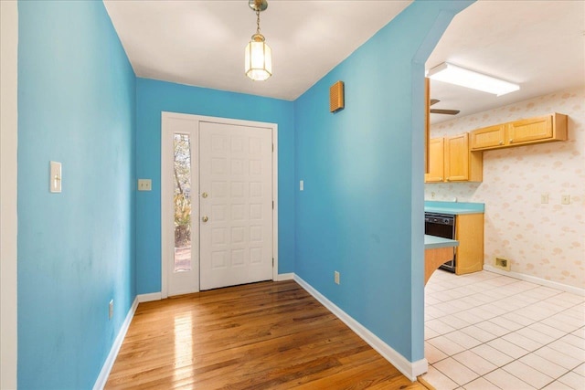 entrance foyer with light hardwood / wood-style floors