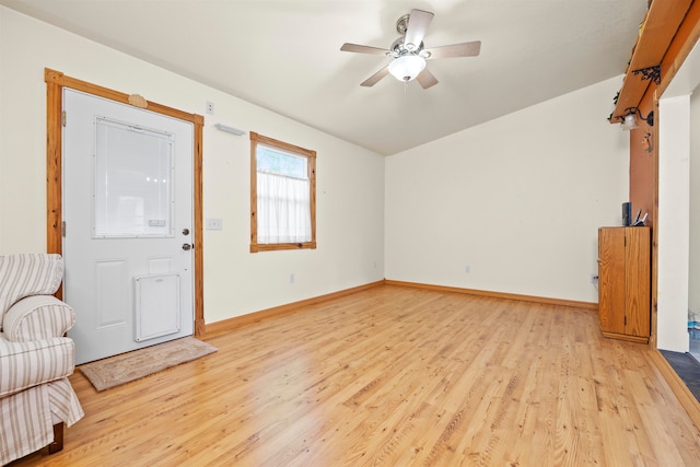 interior space featuring ceiling fan and light hardwood / wood-style flooring