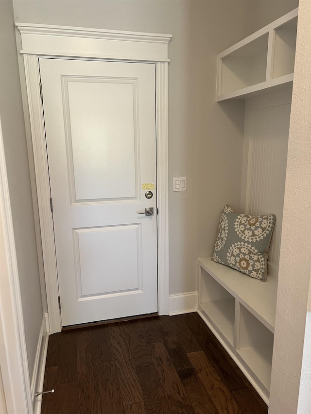 mudroom featuring dark hardwood / wood-style floors