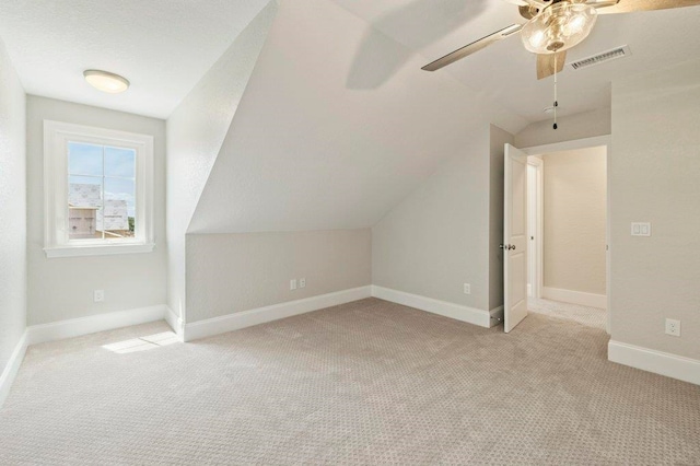 8451 Hickory Branch Trl, Tallahassee, FL 32312 - additional living space featuring lofted ceiling, light carpet, and ceiling fan