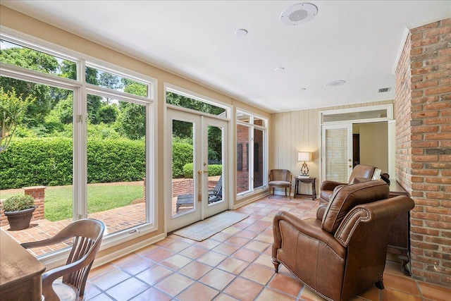 sunroom / solarium with french doors