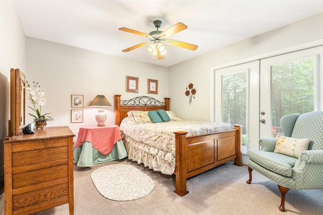 3540 Trillium Ct, Tallahassee, FL 32312 - bedroom featuring carpet floors, access to exterior, and a ceiling fan