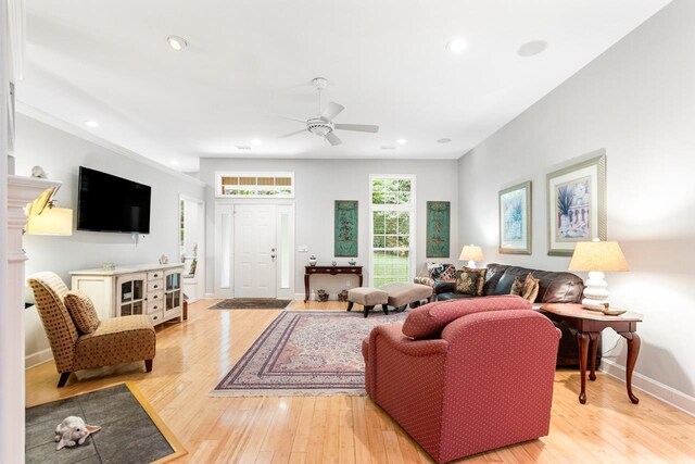 3540 Trillium Ct, Tallahassee, FL 32312 - living area with ceiling fan, light wood finished floors, and recessed lighting