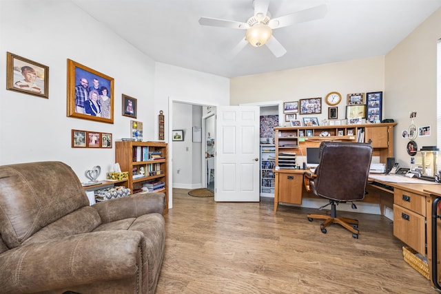 23380 Elmwood Ln, Live Oak, FL 32064 - office space with ceiling fan and wood finished floors