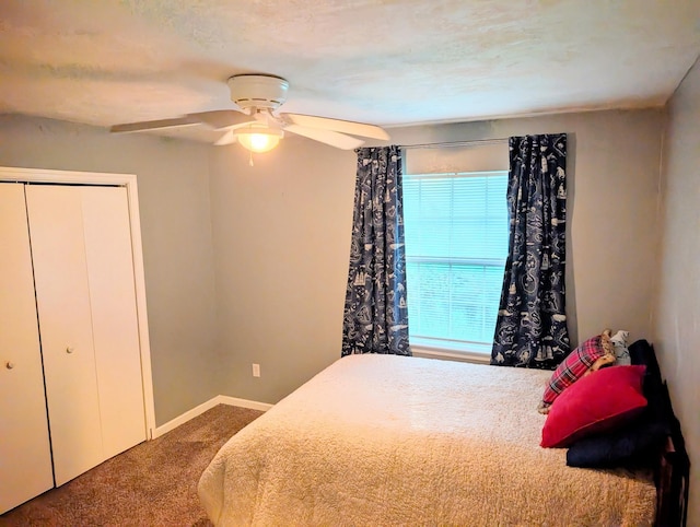 3137 Huttersfield Cir, Tallahassee, FL 32303 - bedroom with carpet, a ceiling fan, and a closet