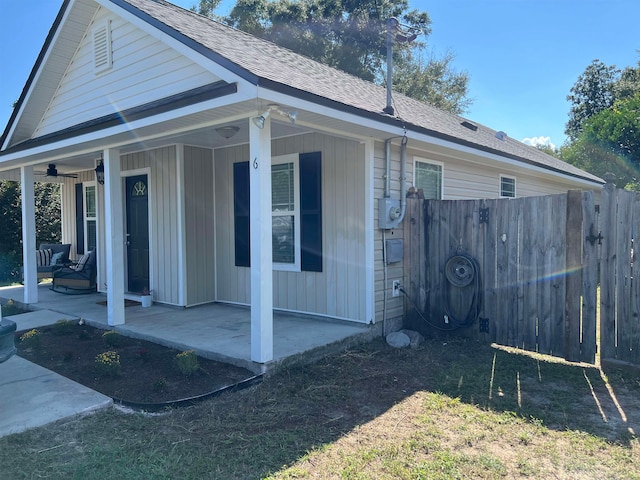 view of home's exterior with a porch