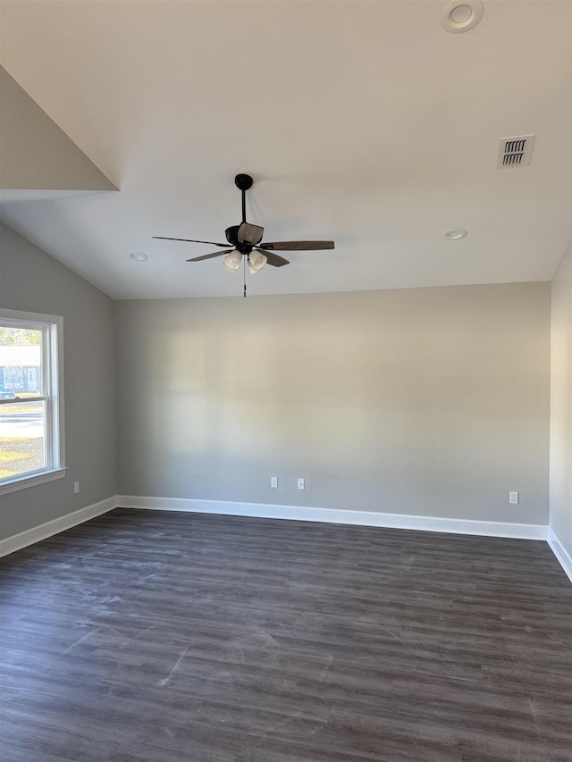 1125 E Dogwood St, Monticello, FL 32344 - unfurnished room featuring a ceiling fan, dark wood-type flooring, recessed lighting, and vaulted ceiling