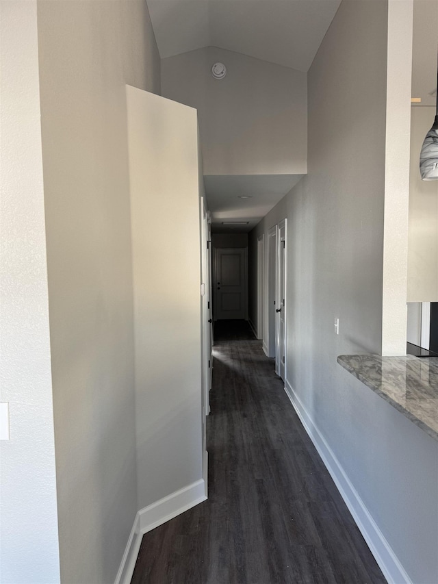 1125 E Dogwood St, Monticello, FL 32344 - hall with dark wood-type flooring and vaulted ceiling