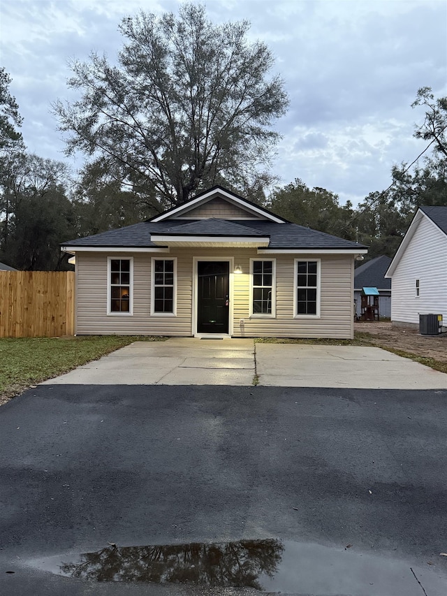 view of front of house with central air condition unit