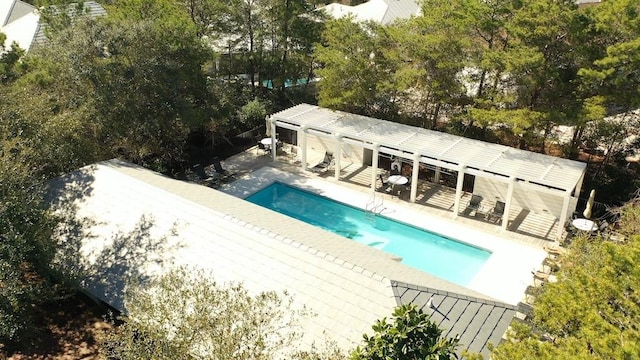 view of swimming pool featuring a patio area