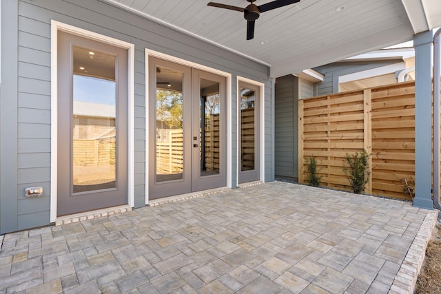 view of patio / terrace featuring ceiling fan