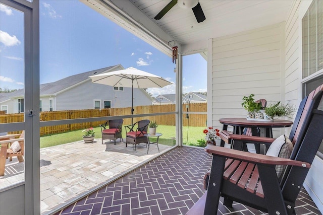 3837 Broadmore Ln, Tallahassee, FL 32308 - view of patio / terrace featuring a fenced backyard and a ceiling fan