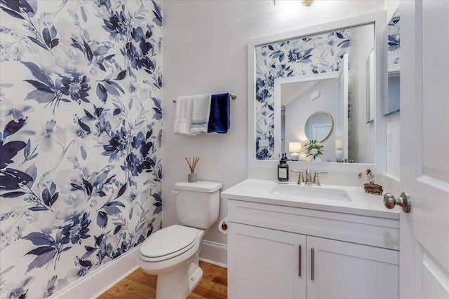 3837 Broadmore Ln, Tallahassee, FL 32308 - bathroom with toilet, vanity, wood finished floors, and a shower with shower curtain