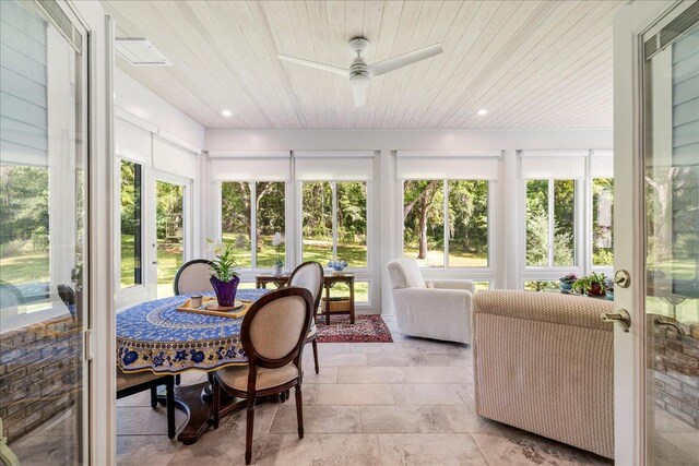 7277 White Clover Ct, Tallahassee, FL 32311 - sunroom / solarium featuring wood ceiling and stone tile floors