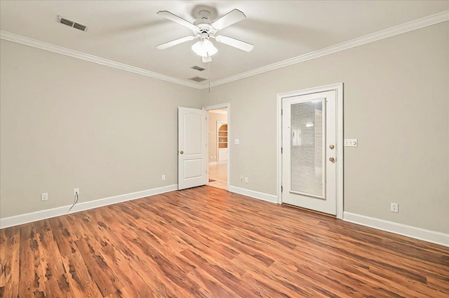370 Rob Roy Trl, Tallahassee, FL 32312 - empty room with light wood-type flooring, crown molding, a ceiling fan, and baseboards