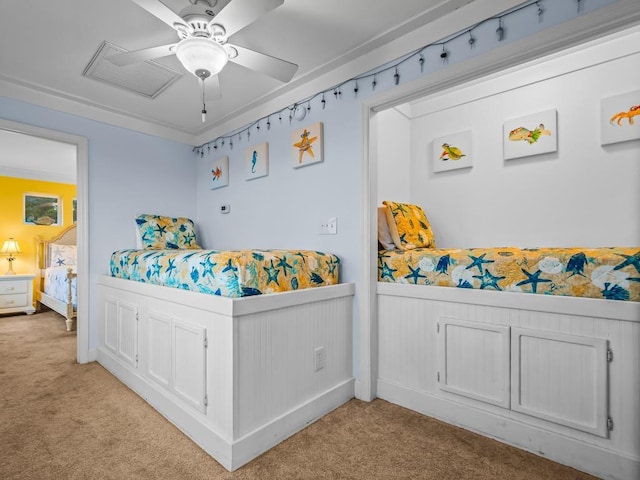 641 Bald Point Rd, Alligator Point, FL 32346 - bedroom featuring light colored carpet and ceiling fan