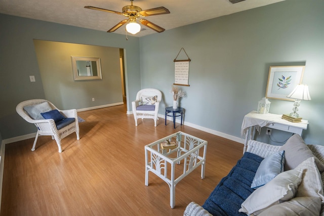 1553 Goodwood Dr, Tallahassee, FL 32308 - sitting room with ceiling fan, wood finished floors, and baseboards