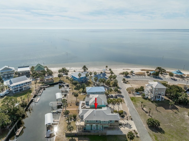 bird's eye view featuring a water view