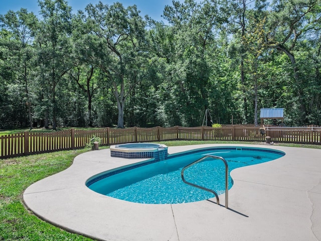 883 Hunters Trce, Crawfordville, FL 32327 - view of pool with a fenced backyard, a patio, and a pool with connected hot tub