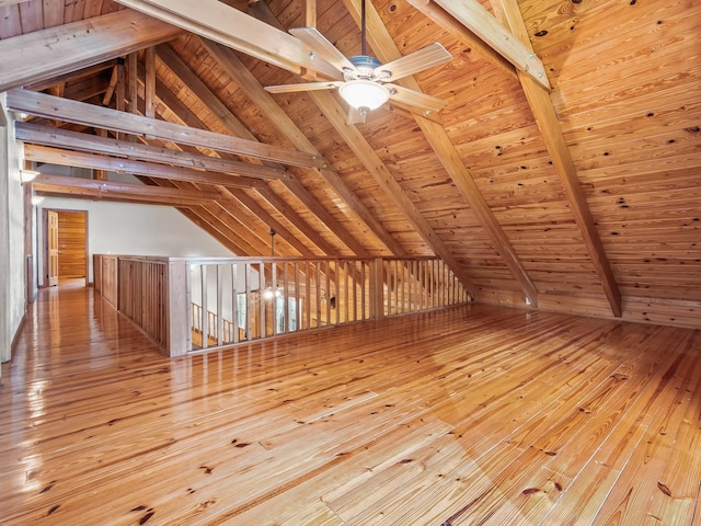 883 Hunters Trce, Crawfordville, FL 32327 - additional living space with wood-type flooring, wooden ceiling, and ceiling fan
