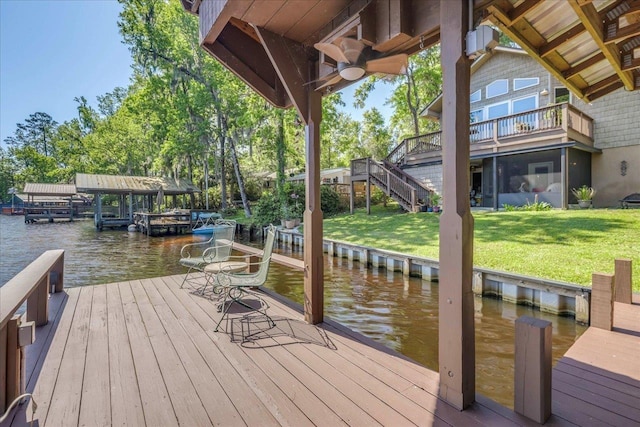 24064 Lanier St, Tallahassee, FL 32310 - dock area featuring a yard and a water view