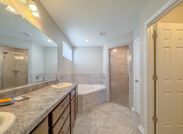 4641 Rivers Landing Way, Tallahassee, FL 32303 - full bath featuring a bath, a stall shower, and double vanity