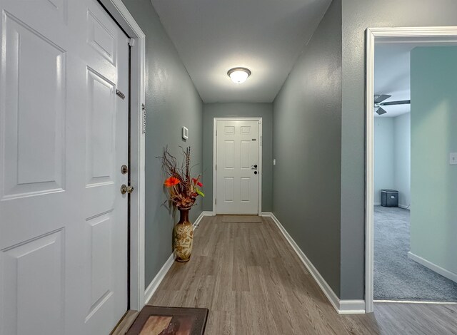 4641 Rivers Landing Way, Tallahassee, FL 32303 - entryway featuring light wood-style flooring and ceiling fan