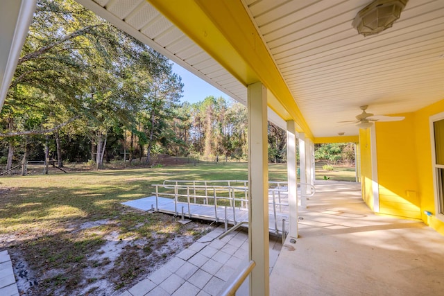 view of patio / terrace featuring ceiling fan