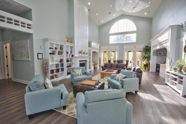 2801 Chancellorsville Dr Unit 1217, Tallahassee, FL 32312 - living area with a fireplace, high vaulted ceiling, and wood finished floors
