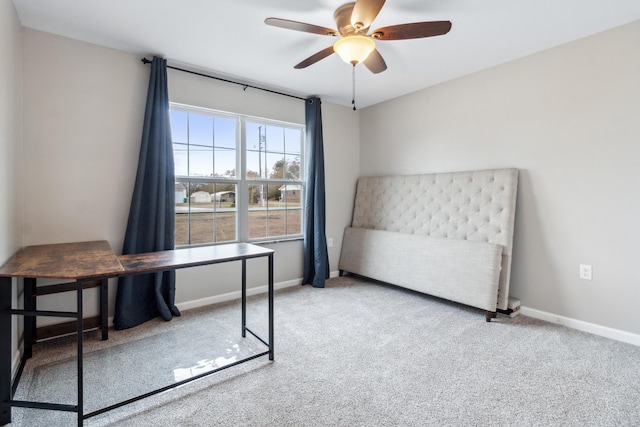 interior space featuring ceiling fan