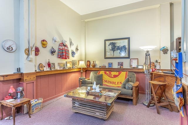 sitting room featuring carpet floors