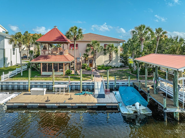 view of dock featuring a water view