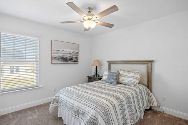 bedroom with carpet flooring and ceiling fan