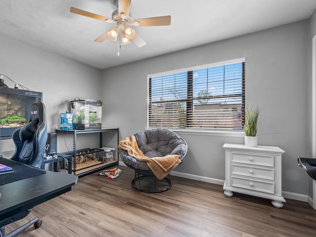 420 Indian Village Trl, Tallahassee, FL 32304 - office area with ceiling fan, wood finished floors, and baseboards