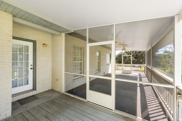 view of unfurnished sunroom