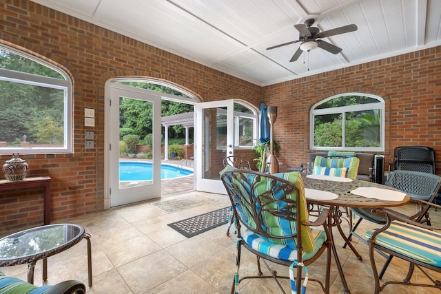 view of patio with ceiling fan