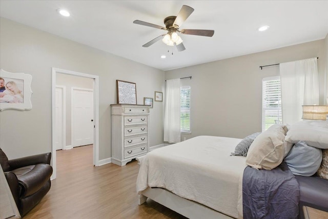 604 Judson Dr, Perry, FL 32348 - bedroom featuring light wood-style floors, a ceiling fan, recessed lighting, and baseboards