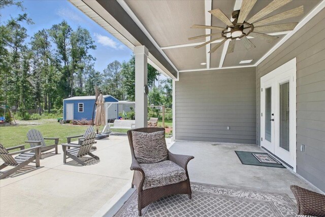 604 Judson Dr, Perry, FL 32348 - view of patio / terrace with french doors and ceiling fan