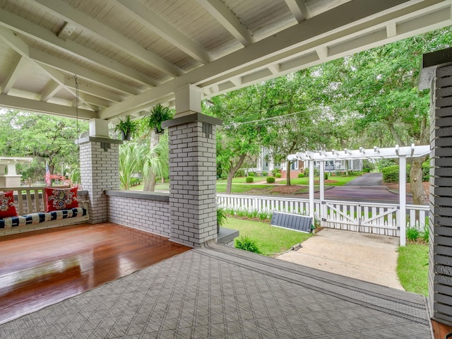 view of patio featuring a pergola