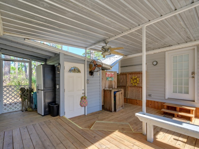 deck featuring ceiling fan