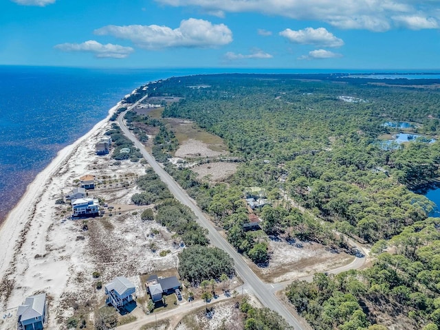 aerial view with a beach view and a water view