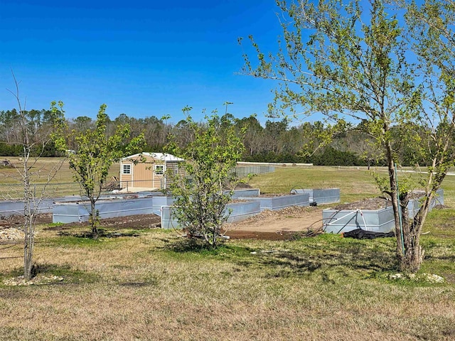 view of water feature with fence