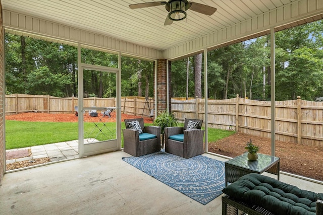 1652 Eagles Watch Way, Tallahassee, FL 32312 - sunroom with ceiling fan and view of wooded area