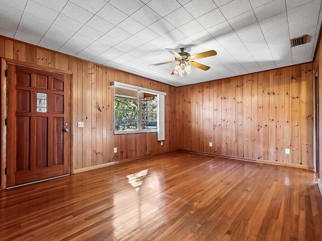 interior space with hardwood / wood-style flooring and ceiling fan