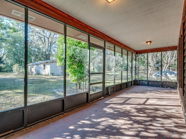 view of unfurnished sunroom